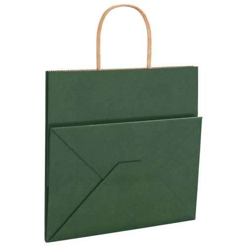 Papirnate vrećice 250 kom s ručkama zelene 26x17x25 cm - Zelena 26 x 17 x 25 cm 250 Cijena