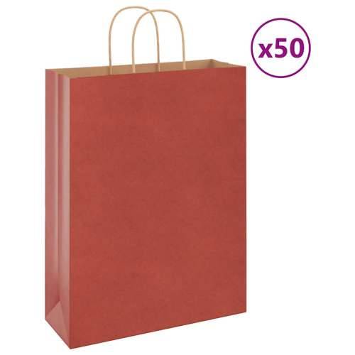 Papirnate vrećice 50 kom s ručkama crvene 32x12x42 cm - Crvena 32 x 12 x 42 cm 50 Cijena