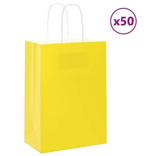 Papirnate vrećice 50 kom s ručkama žute 15x8x21 cm - Žuta 15 x 8 x 21 cm 50 Cijena