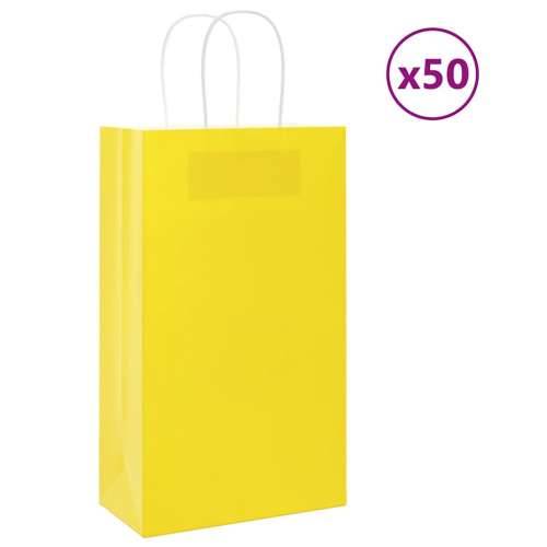 Papirnate vrećice 50 kom s ručkama žute 21x11x36 cm - Žuta 21 x 11 x 36 cm 50 Cijena
