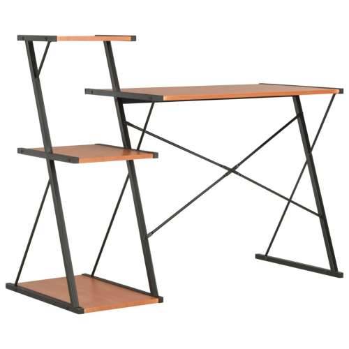 Radni stol s policom crno-smeđi 116 x 50 x 93 cm Cijena