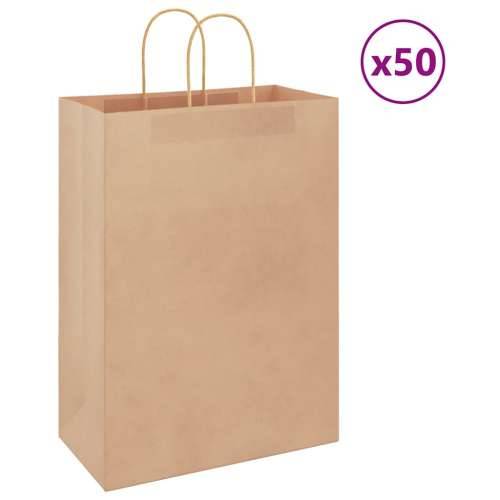 Papirnate vrećice 50 kom s ručkama smeđe 32x17x44 cm - Smeđa 32 x 17 x 44 cm 50 Cijena