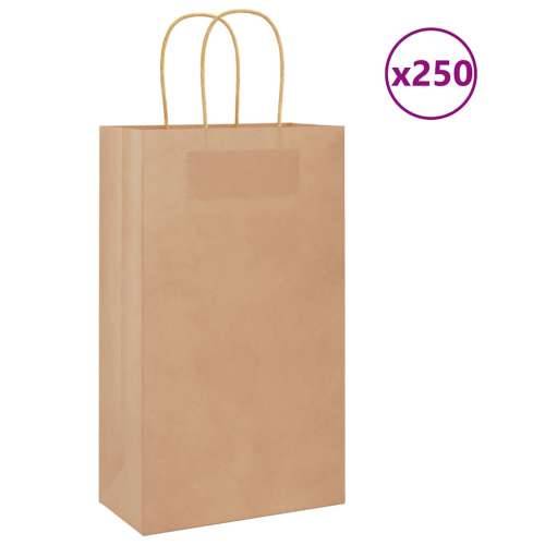 Papirnate vrećice 250 kom s ručkama smeđe 21x11x36 cm - Smeđa 21 x 11 x 36 cm 250 Cijena