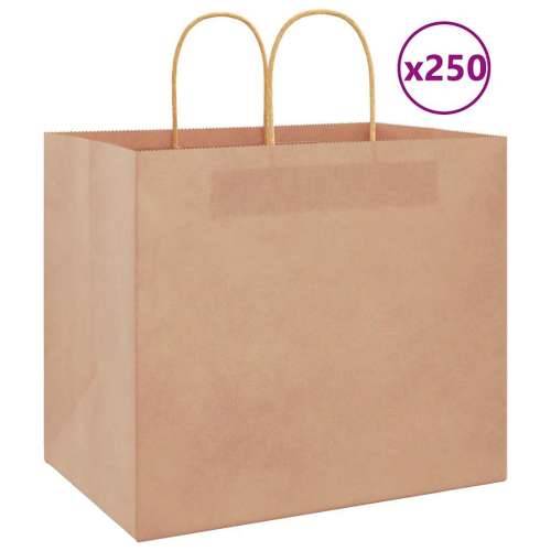 Papirnate vrećice 250 kom s ručkama smeđe 32x22x28 cm - Smeđa 32 x 22 x 28 cm 250 Cijena