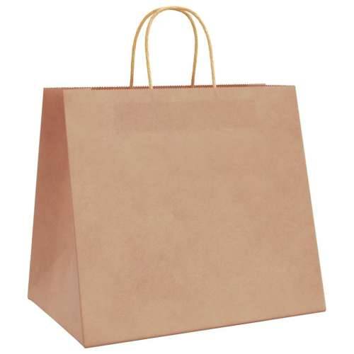Papirnate vrećice 250 kom s ručkama smeđe 32x22x28 cm - Smeđa 32 x 22 x 28 cm 250 Cijena