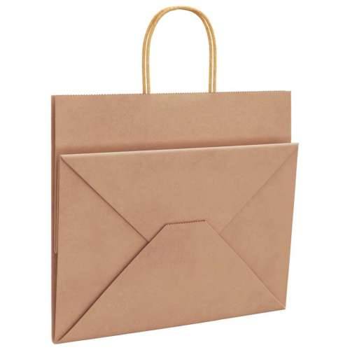 Papirnate vrećice 250 kom s ručkama smeđe 32x22x28 cm - Smeđa 32 x 22 x 28 cm 250 Cijena