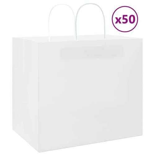 Papirnate vrećice 50 kom s ručkama bijele 32x22x28 cm - Bijela 32 x 22 x 28 cm 50 Cijena