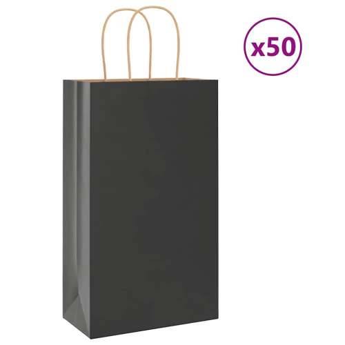Papirnate vrećice 50 kom s ručkama crne 21x11x36 cm - Crna 21 x 11 x 36 cm 50 Cijena