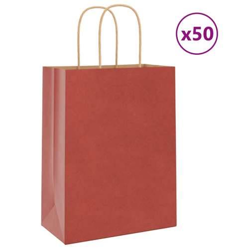 Papirnate vrećice 50 kom s ručkama crvene 21x11x28 cm - Crvena 21 x 11 x 28 cm 50 Cijena
