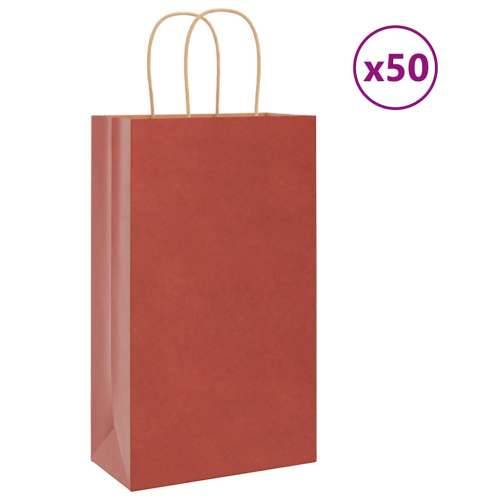 Papirnate vrećice 50 kom s ručkama crvene 21x11x36 cm - Crvena 21 x 11 x 36 cm 50 Cijena