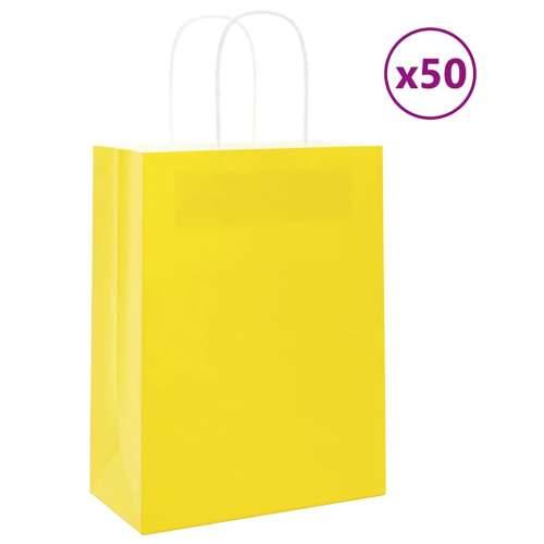 Papirnate vrećice 50 kom s ručkama žute 21x11x28 cm - Žuta 21 x 11 x 28 cm 50 Cijena