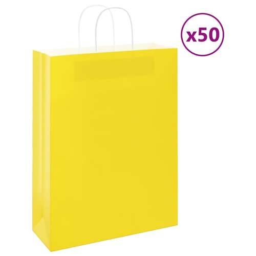 Papirnate vrećice 50 kom s ručkama žute 32x12x42 cm - Žuta 32 x 12 x 42 cm 50 Cijena
