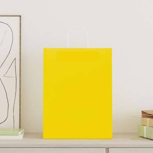 Papirnate vrećice 50 kom s ručkama žute 32x12x42 cm - Žuta 32 x 12 x 42 cm 50 Cijena