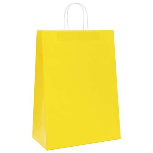 Papirnate vrećice 50 kom s ručkama žute 32x17x44 cm - Žuta 32 x 17 x 44 cm 50 Cijena