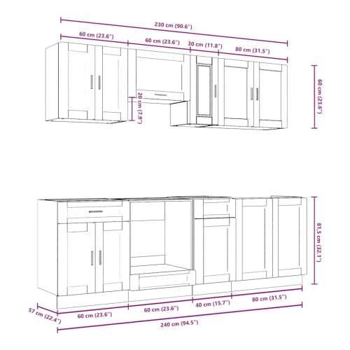 8-dijelni set kuhinjskih ormarića Kalmar konstruiranog drva - hrast artisan 1 Cijena