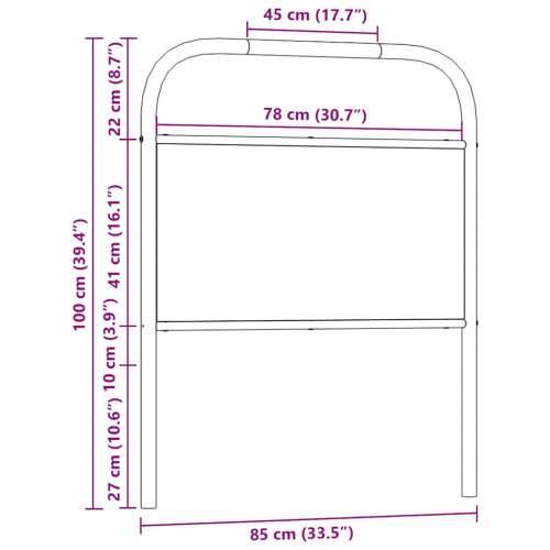 Uzglavlje smeđa boja hrasta 80 cm čelik i konstruirano drvo - Smeđi hrast 80 cm 1 Cijena