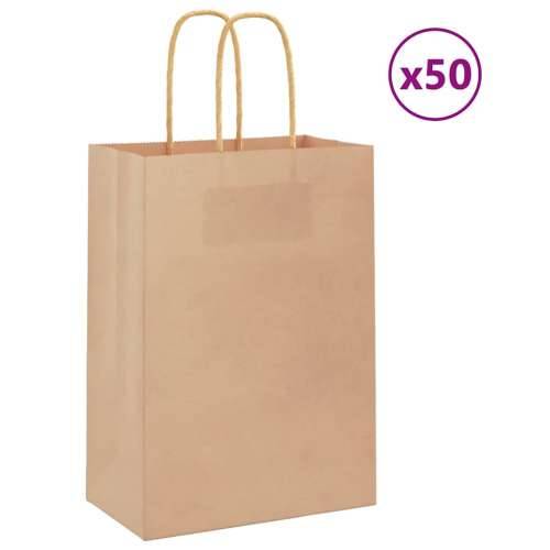 Papirnate vrećice 50 kom s ručkama smeđe 15x8x21 cm - Smeđa 15 x 8 x 21 cm 50 Cijena