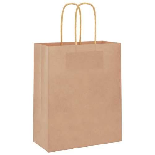 Papirnate vrećice 250 kom s ručkama smeđe 18x8x22 cm - Smeđa 18 x 8 x 22 cm 250 Cijena