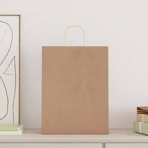 Papirnate vrećice 250 kom s ručkama smeđe 32x12x42 cm - Smeđa 32 x 12 x 42 cm 250 Cijena