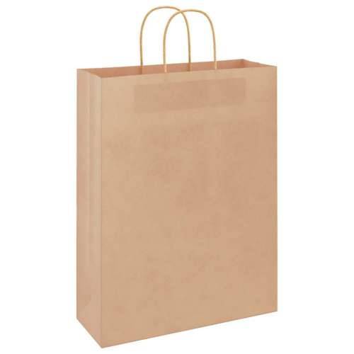 Papirnate vrećice 250 kom s ručkama smeđe 32x12x42 cm - Smeđa 32 x 12 x 42 cm 250 Cijena