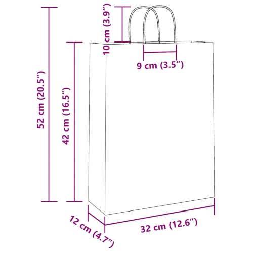 Papirnate vrećice 250 kom s ručkama smeđe 32x12x42 cm - Smeđa 32 x 12 x 42 cm 250 Cijena