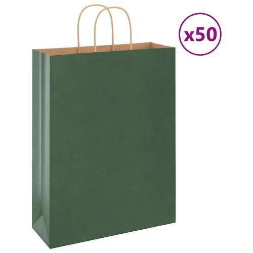 Papirnate vrećice 50 kom s ručkama zelene 32x12x42 cm - Zelena 32 x 12 x 42 cm 50 Cijena