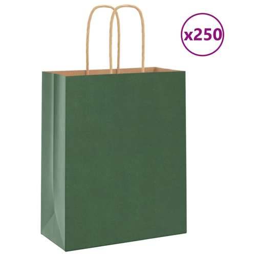 Papirnate vrećice 250 kom s ručkama zelene 18x8x22 cm - Zelena 18 x 8 x 22 cm 250 Cijena