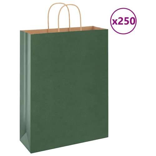 Papirnate vrećice 250 kom s ručkama zelene 32x12x42 cm - Zelena 32 x 12 x 42 cm 250 Cijena