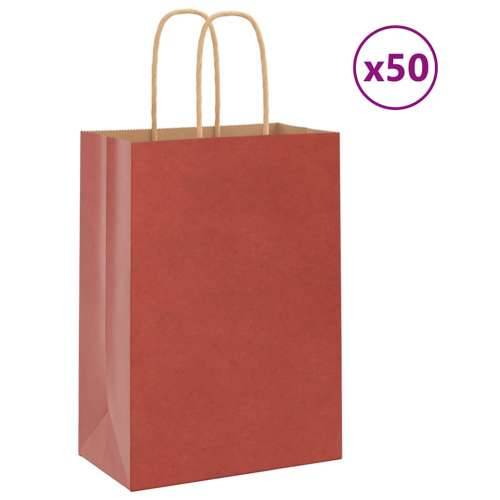 Papirnate vrećice 50 kom s ručkama crvene 15x8x21 cm - Crvena 15 x 8 x 21 cm 50 Cijena