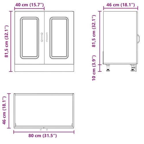 Donji ormarić za sudoper Kalmar boja hrasta 80x46x81,5cm drveni - Dimljeni hrast 1 1 x donji ormarić (2 vrata) 80 cm Cijena