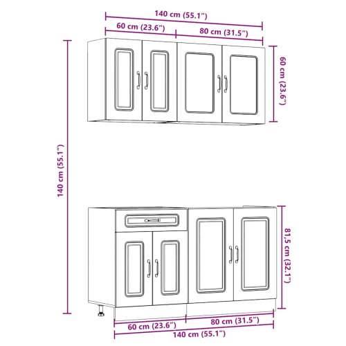 4-dijelni set kuhinjskih ormarića Kalmar konstruiranog drva - hrast artisan 1 Cijena