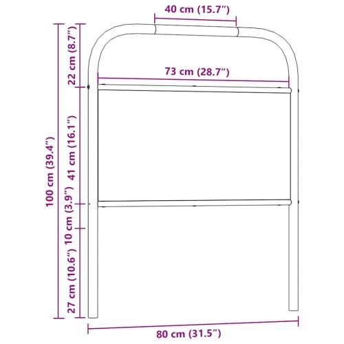 Uzglavlje smeđa boja hrasta 75 cm čelik i konstruirano drvo - Smeđi hrast 75 cm 1 Cijena