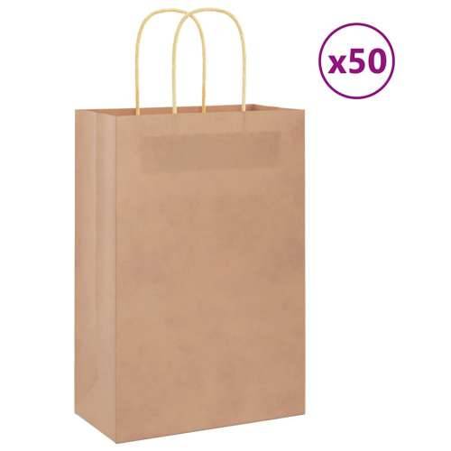 Papirnate vrećice 50 kom s ručkama smeđe 21x11x31 cm - Smeđa 21 x 11 x 31 cm 50 Cijena