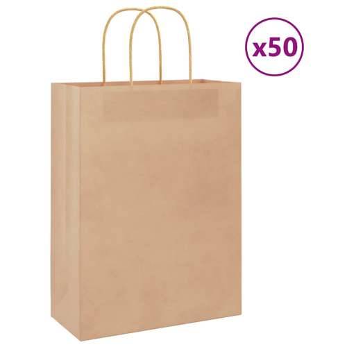 Papirnate vrećice 50 kom s ručkama smeđe 26x12x35 cm - Smeđa 26 x 12 x 35 cm 50 Cijena