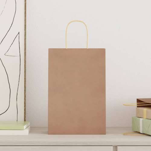 Papirnate vrećice 250 kom s ručkama smeđe 21x11x31 cm - Smeđa 21 x 11 x 31 cm 250 Cijena