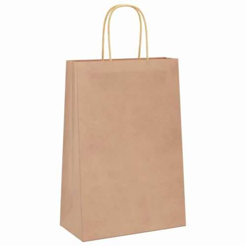 Papirnate vrećice 250 kom s ručkama smeđe 21x11x31 cm - Smeđa 21 x 11 x 31 cm 250 Cijena