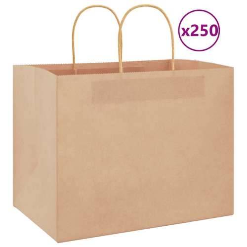Papirnate vrećice 250 kom s ručkama smeđe 32x22x24 cm - Smeđa 32 x 22 x 24 cm 250 Cijena