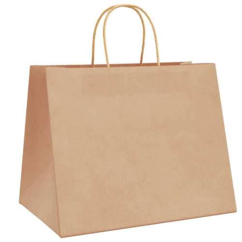 Papirnate vrećice 250 kom s ručkama smeđe 32x22x24 cm - Smeđa 32 x 22 x 24 cm 250 Cijena