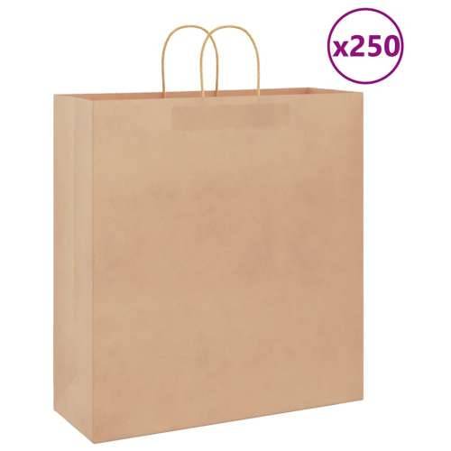 Papirnate vrećice 250 kom s ručkama smeđe 45x17x48 cm - Smeđa 45 x 17 x 48 cm 250 Cijena