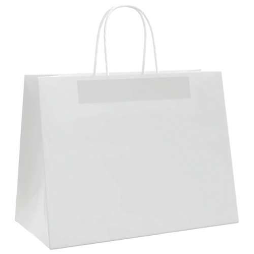 Papirnate vrećice 50 kom s ručkama bijele 32x17x25 cm - Bijela 32 x 17 x 25 cm 50 Cijena