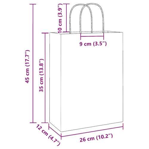 Papirnate vrećice 250 kom s ručkama bijele 26x12x35 cm - Bijela 26 x 12 x 35 cm 250 Cijena