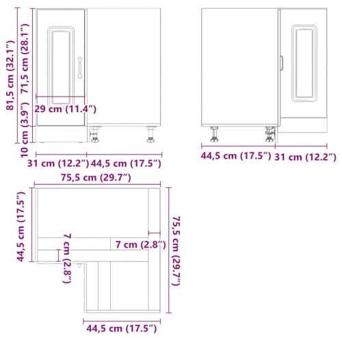 Kuhinjski kutni donji ormarić Kalmar boja hrasta drveni - Dimljeni hrast 1 1 x kutni donji ormarić (2 vrata) 75,5 cm Cijena