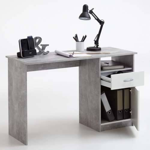 FMD radni stol s 1 ladicom 123 x 50 x 76,5 cm boja betona i bijela Cijena
