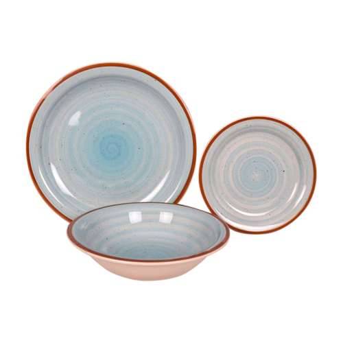 Set Posuđa Home ESPRIT Plava Zelena Pisana Roza Jantar Gres Keramika 26,5 x 26,5 x 3 cm 27,5 x 27,5 x 3 cm 18 Dijelovi Cijena
