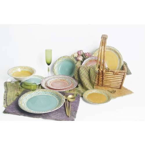 Posuđe za jelo Home ESPRIT Roza Gres Keramika 27 x 27 x 2 cm 18 Dijelovi Cijena