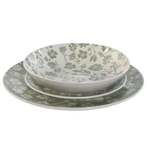 Set Posuđa Home ESPRIT Bijela Zelena Porculan Cvjetni 27 x 27 x 2 cm 18 Dijelovi Cijena