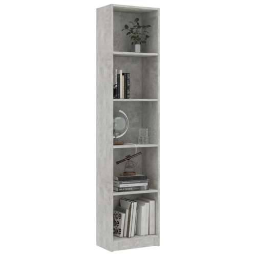 Ormarić za knjige s 5 razina boja betona 40x24x175 cm drveni - Beton siva 40 x 24 x 175 cm 1 Cijena