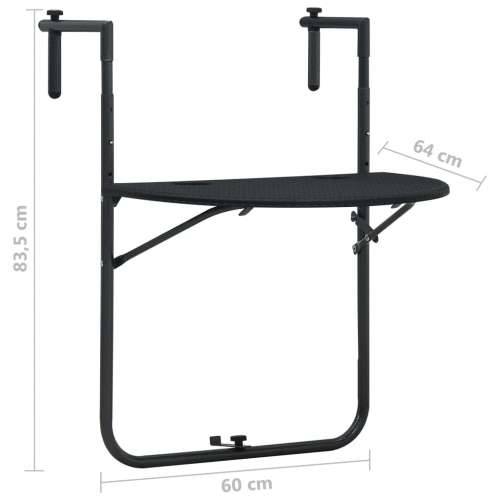 Viseći balkonski stol crni 60 x 64 x 83,5 cm plastični Cijena