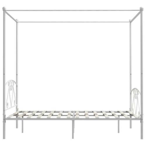 Okvir za krevet s nadstrešnicom bijeli metalni 160 x 200 cm  - Bijela 160 x 200 cm Cijena