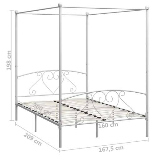 Okvir za krevet s nadstrešnicom bijeli metalni 160 x 200 cm  - Bijela 160 x 200 cm Cijena